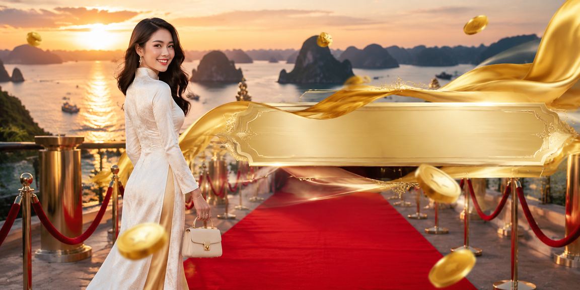 Người chơi VIP nhận thưởng tại Vịnh Hạ Long trong trang phục áo dài