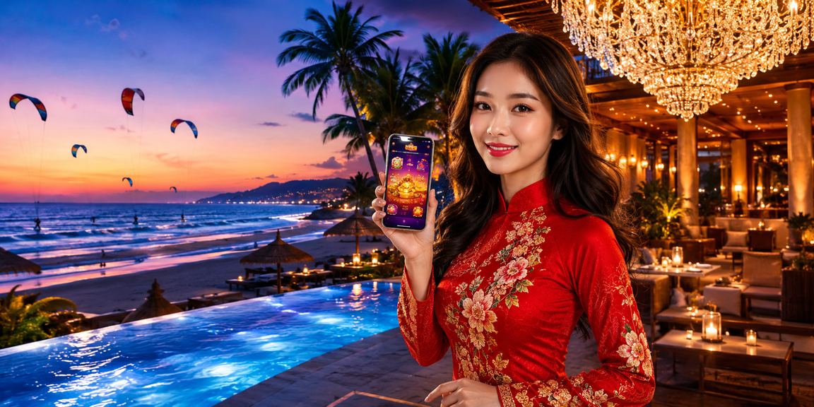 Người chơi casino dùng app cá cược trên điện thoại tại khu nghỉ dưỡng Mũi Né