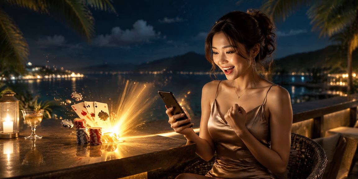 Người chơi tham gia game bài bên bờ biển Phú Quốc trong không khí nghỉ dưỡng cao cấp